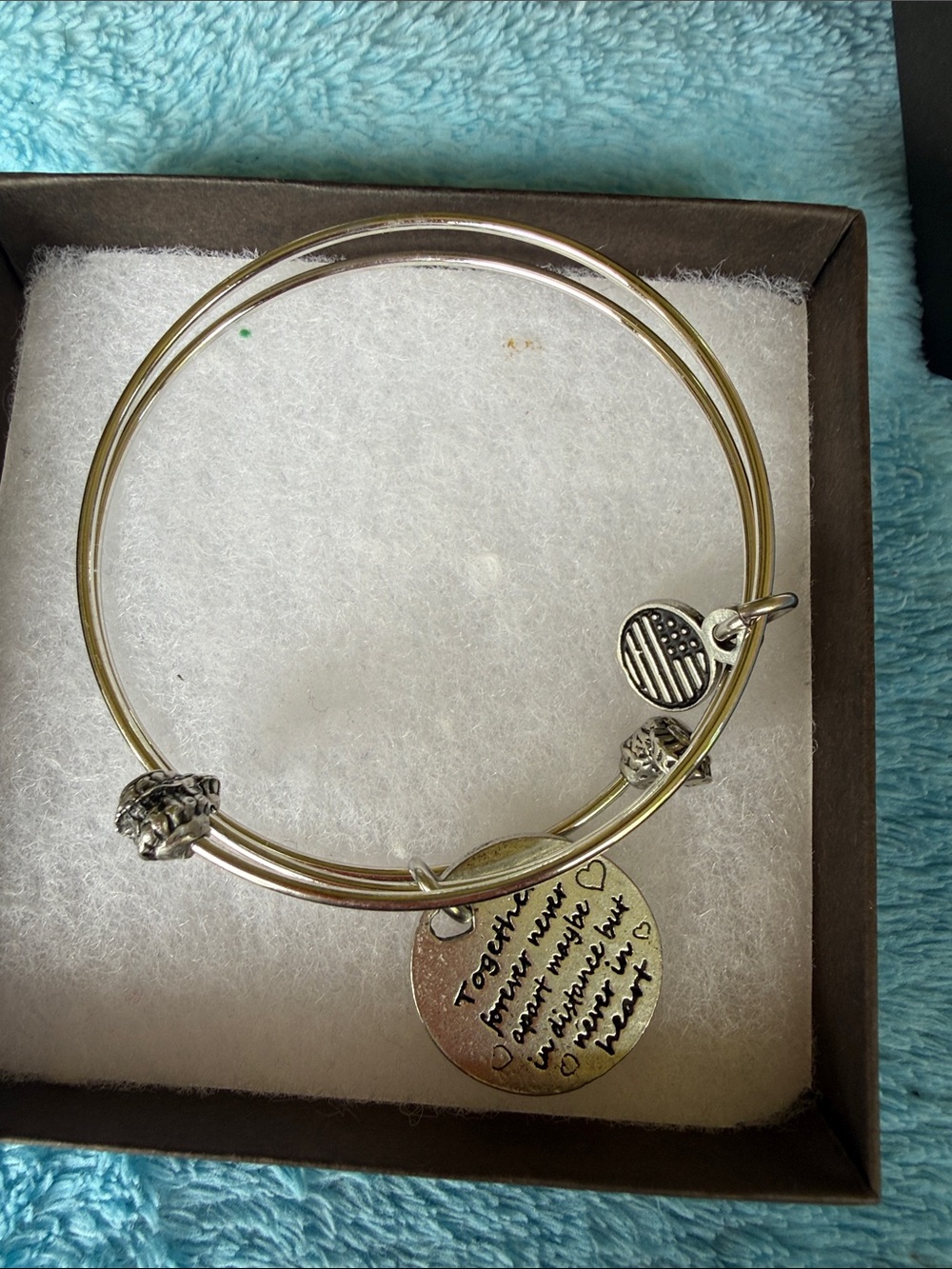 Silver-Tone Motivational Charm Bangle Bracelet - Silver